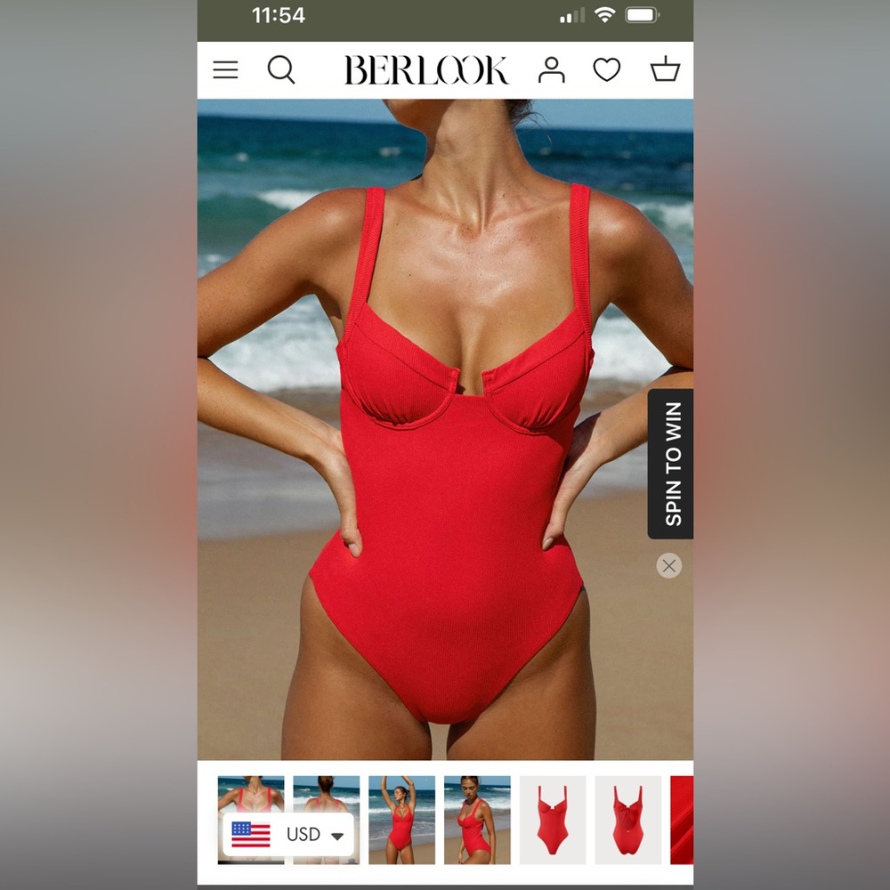 Berlook Red One Piece Swim Suit